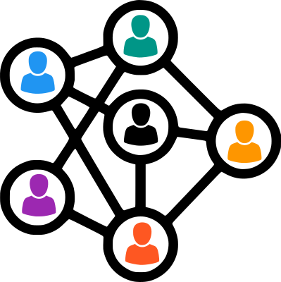 Simplified schematics of a network of interconnected persons